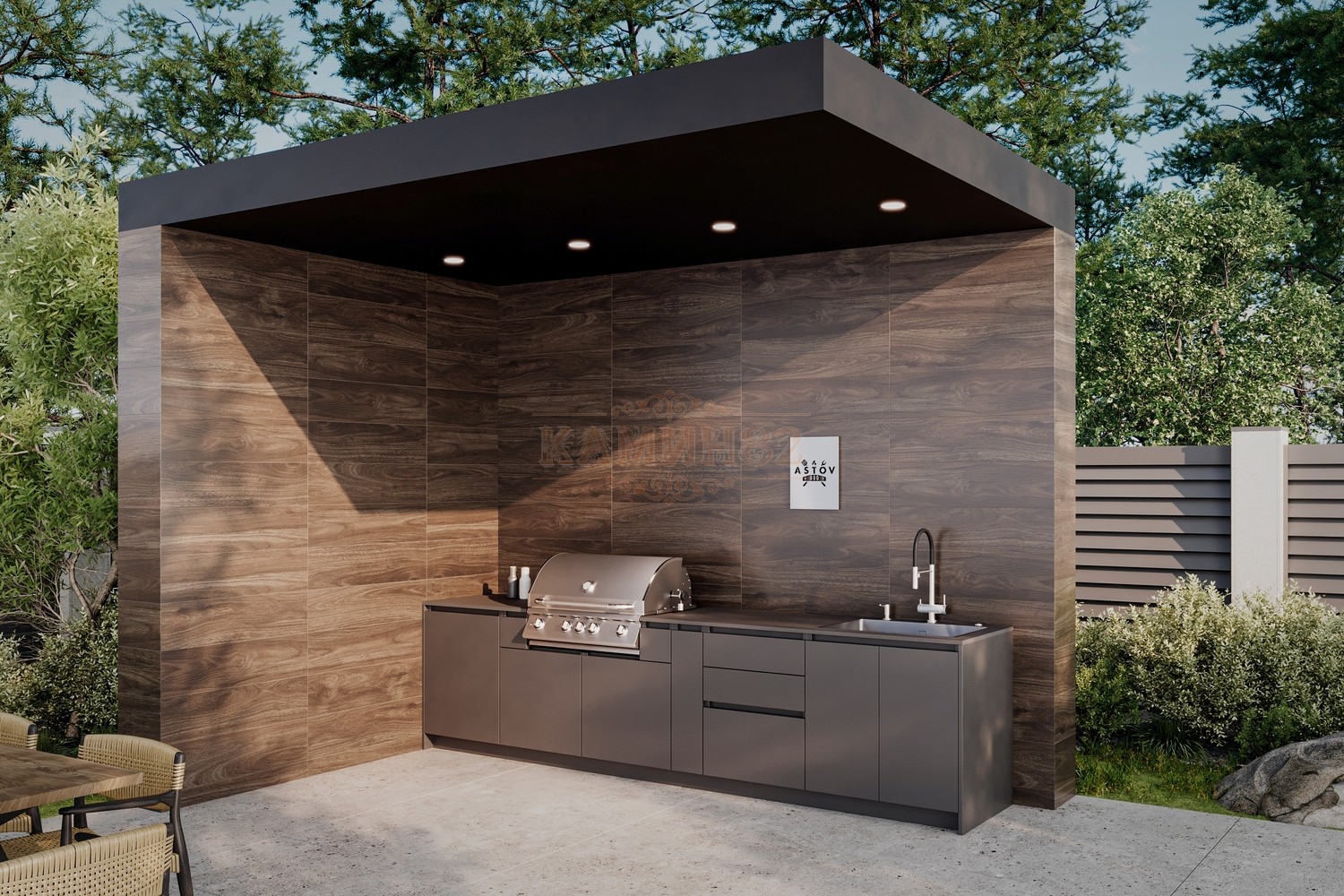 Кухня ASTOV BBQ / АСТОВ БАРБЕКЮ № 2 (ширина 3440 мм)