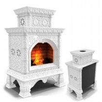 Изразцовый камин Кострома-декоративный-пристенный 2 яруса "Белый"