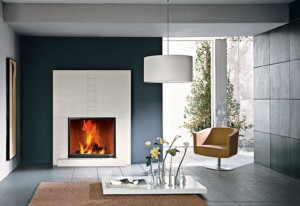 Камин Edilkamin DROMOND вставка из m.varie tonalita опцион. (горизонт. или верт.) полувстроенный (stonelite bianco ambra) (623770)