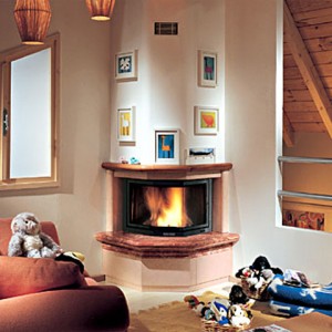 Камин Edilkamin ONDA угловой (rosa perl.ant.полка-rosso skiros) (240160)